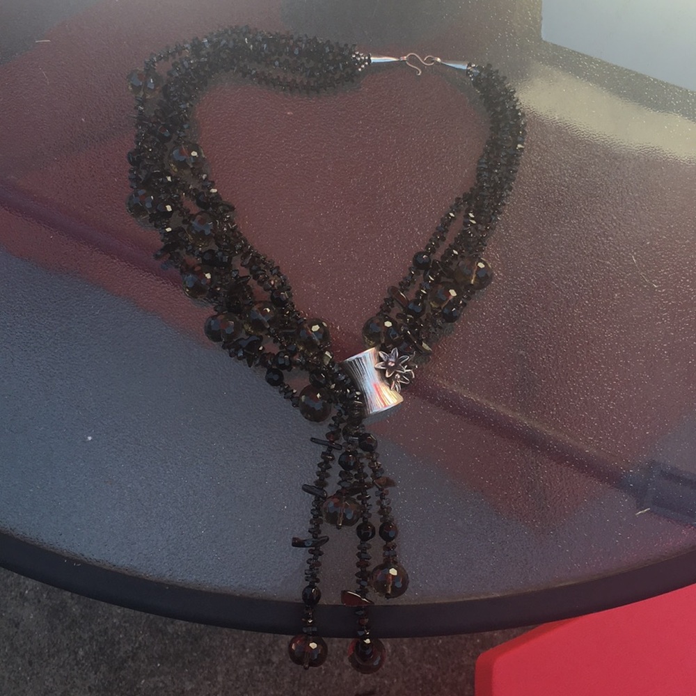 Faceted Smokey Quartz and 925 Sterling Boutique Necklace